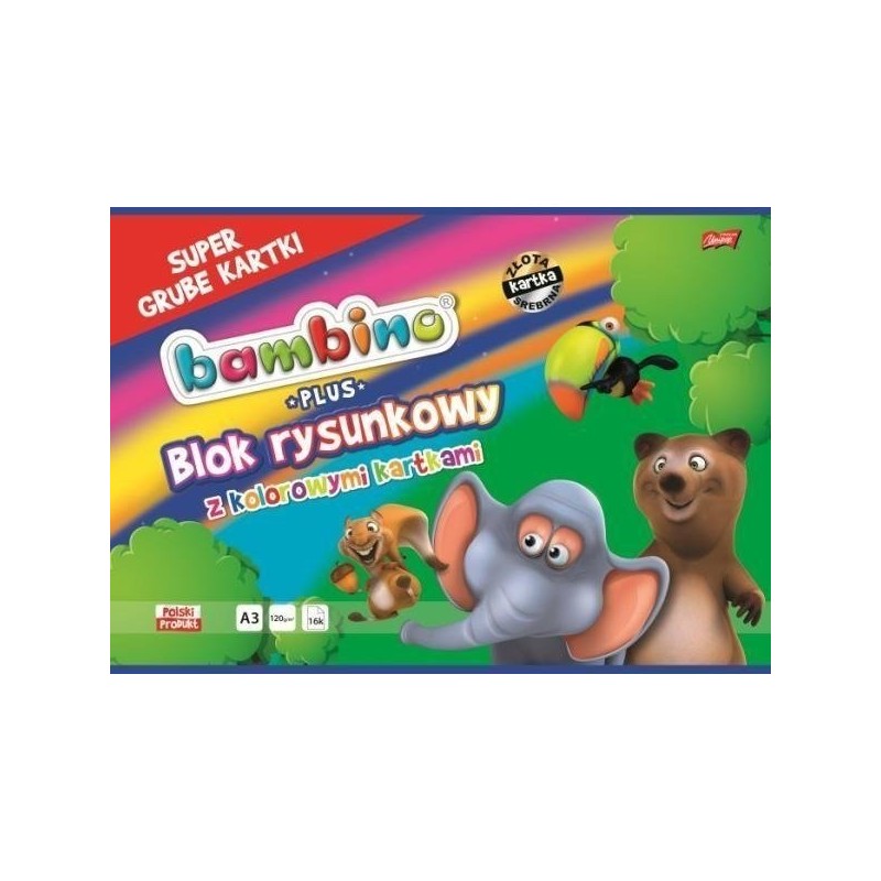 Blok Rysunkowy Z Kolorowymi Kartkami A3 16 Kartek Bambino Plus, 120G/M2 St.majewski (X)