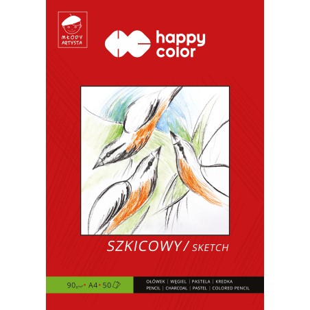 Blok Szkicowy Młody Artysta, A4, 50 Ark, 90G, Happy Color Ha 3709 2030-M50