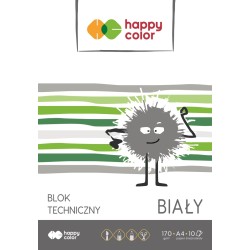 Blok Techniczny Biały A4, 170G, 10 Ark, Happy Color Ha 3550 2030-0