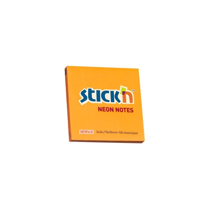 Bloczek Stickn 76X76Mm Pomarańczowy Neonowy 100K 21164 Stickn