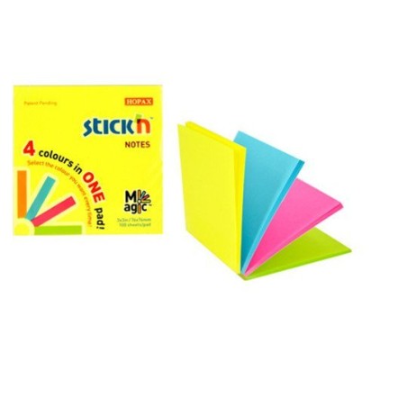 Bloczek Stickn Magic Pad 76X76Mm Neon Mix Kolorów 21571