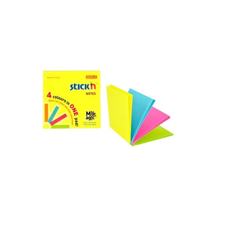 Bloczek Stickn Magic Pad 76X76Mm Neon Mix Kolorów 21571