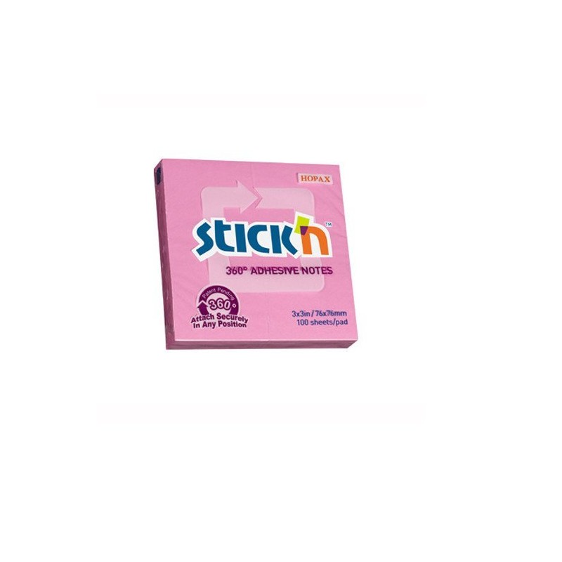 Bloczek Stickn 76X76Mm 360Stopni Różowy 21554