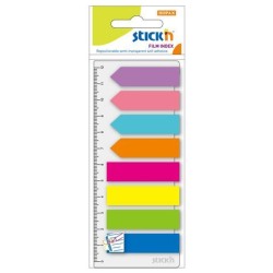 Zakładki Indeksujące Neon 8X25Szt.(Paski+Strzałki) +Linijka Stickn 21346