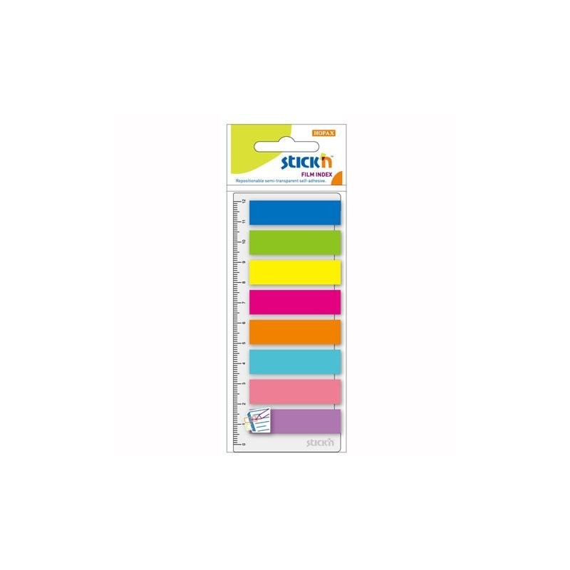 Zakładki Indeksujące Neon 8X 25Szt.+Linijka Stickn 21345