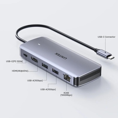 Unitek Aktywny Hub Usb-C 10Gbps,M.2,Hdmi, Pd 100W