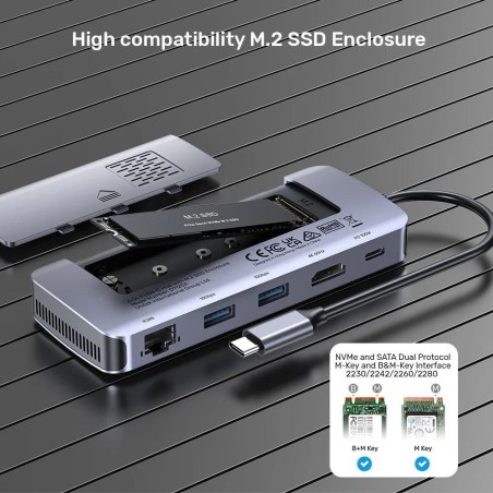 Unitek Aktywny Hub Usb-C 10Gbps,M.2,Hdmi, Pd 100W