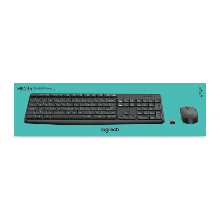Zestaw Klawiatura + Mysz Membranowa Logitech Mk235 920-007931 (Usb 3.0  Kolor Szary  Optyczna)