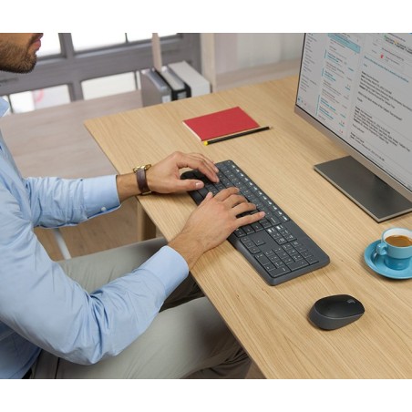 Zestaw Klawiatura + Mysz Membranowa Logitech Mk235 920-007931 (Usb 3.0  Kolor Szary  Optyczna)