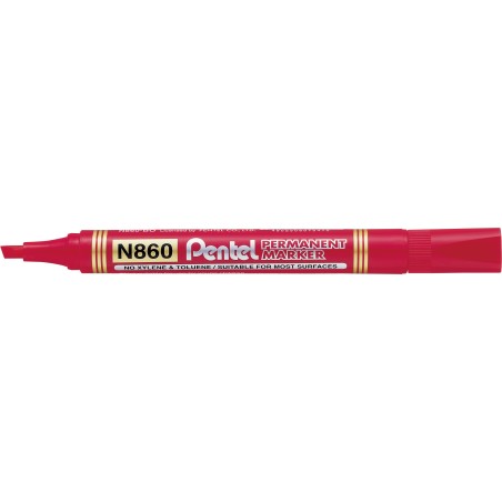 Marker Permanentny N860 Czerwony Ścięta Końcówka Pentel