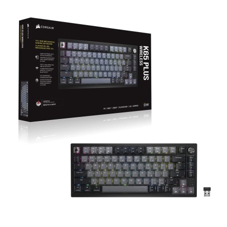 Bezprzewodowa Klawiatura Gamingowa Corsair Gaming K65 Plus 75% Rgb, Mlx Red - Czarny, Szary