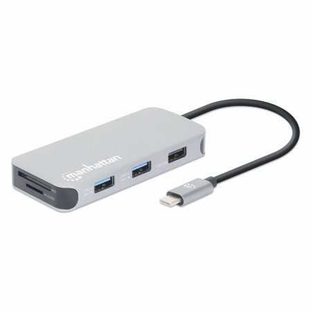 Stacja Dokująca Manhattan Usb-C 8 W 1 Z Zasilaniem Usb 3.2 Gen 1 Type-C Męski Na Żeński Hdmi, Trzy Porty Usb-A, Gigabitowy Port