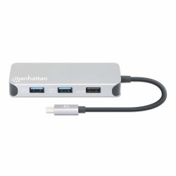 Stacja Dokująca Manhattan Usb-C 8 W 1 Z Zasilaniem Usb 3.2 Gen 1 Type-C Męski Na Żeński Hdmi, Trzy Porty Usb-A, Gigabitowy Port