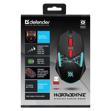 Defender Mysz Gm-237 Horrodine Rf 3200Dpi 6P Czarna