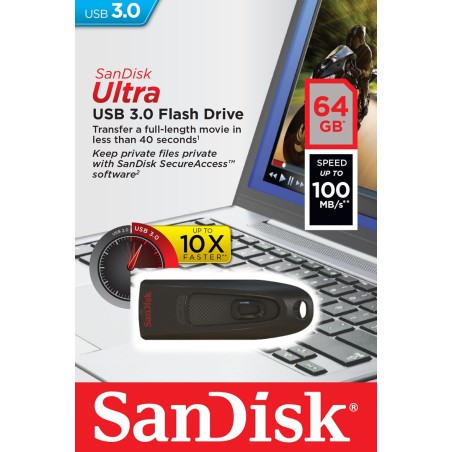 Pendrive Sandisk Cruzer Ultra Sdcz48-064G-U46 (64Gb  Usb 3.0  Kolor Czarny)