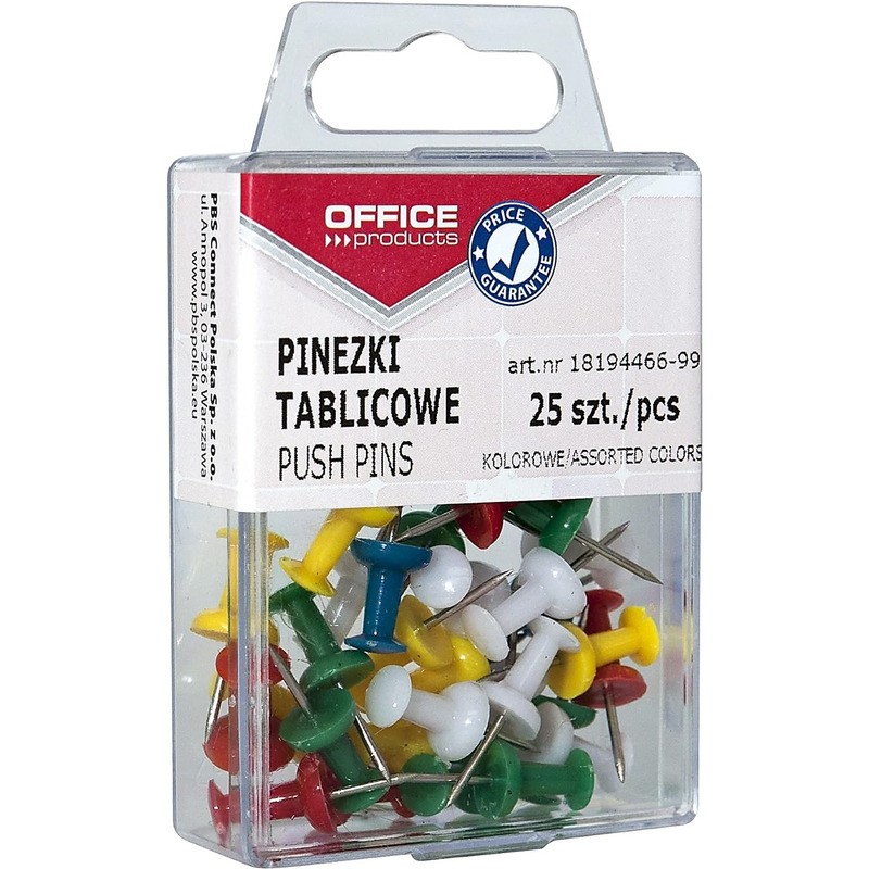Pinezki Kolorowe Beczułki Office Products, W Pudeł