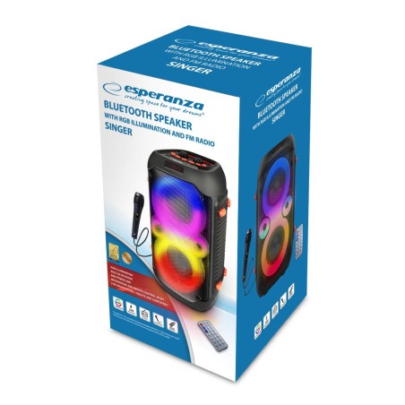 Esperanza Głośnik Bt Fm Led Rgb Karaoke Singer Ep156