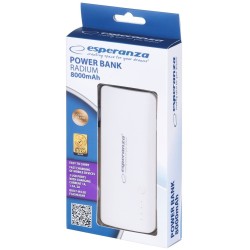 Powerbank Esperanza Radium Emp106We (8000Mah  Microusb, Usb 2.0  Kolor Biały)