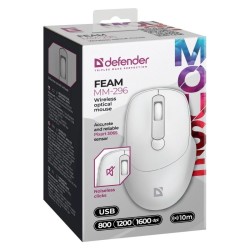 Defender Mysz Feam Mm-296 Rf Silent Biała