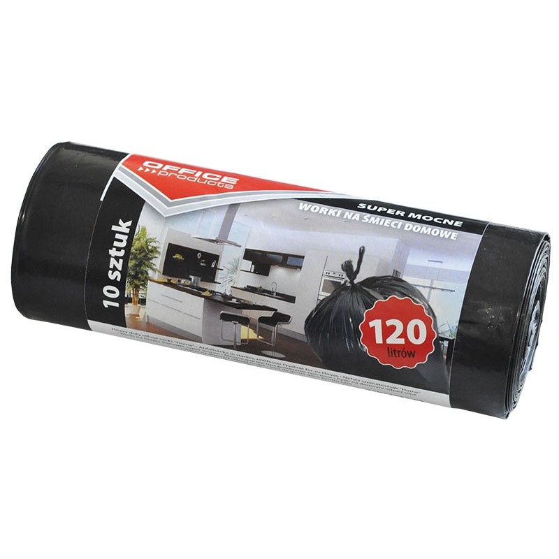 Worki Na Śmieci Domowe , Super Mocne (Ldpe), 120L, 10Szt., Czarne, Typu Office Products 22022232-05