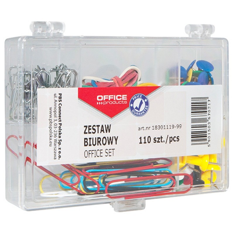 Zestaw Biurowy (Pinezki, Gumki I Spinacze) , Mix 110Szt., Typu Office Products 18301119-99