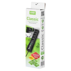 Listwa Antyprzepięciowa Ever Classic 3,0M (5 X Ute  10 A  Kolor Czarny) (T/Lz09-Cla030/0000)