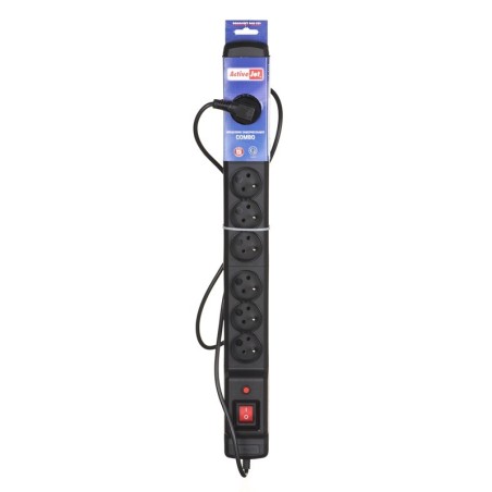 Listwa Przeciwprzepięciowa Activejet Acj Combo 9Gn 1,5M (9 X Ute  10 A  1,5M  Kolor Czarny)