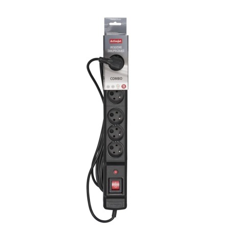 Listwa Przeciwprzepięciowa Activejet Combo 6Gn/1,5M/Cz (10A  2300W) 1,5M  Kolor Czarny