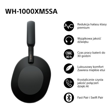 Słuchawki Bezprzewodowe Sony Wh-1000Xm5Sa Black (Outlet)