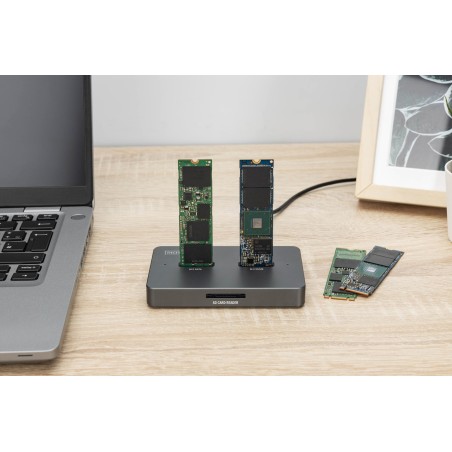 Stacja Dokująca Usb-C 3.2 Gen2 Dla Dysków Ssd M.2 Duo Nvme Oraz Sata (Max. 2X 4 Tb) Z Czytnikiem Kart Sd-Express 7.1 (Max. 2 Tb)