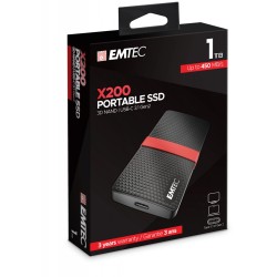 Emtec Ssd Power Plus X200 - Dysk Ssd - 1Tb - Zewnętrzny (Przenośny) - Usb 3.1 Gen 1 (Złącze Usb-C)