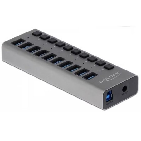 Delock Zewnętrzny Usb 3.0 Hub Z 10 Portami I Przełącznikami