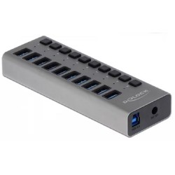 Delock Zewnętrzny Usb 3.0 Hub Z 10 Portami I Przełącznikami