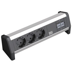 Listwa Zasilająca Stołowa Bachmann 3 Gniazda Bezpieczeństwa, 2 Cat5E Rj45 Żeńskie/Żeńskie, Wejście Zasilania: Gst18 - Żeńskie, B