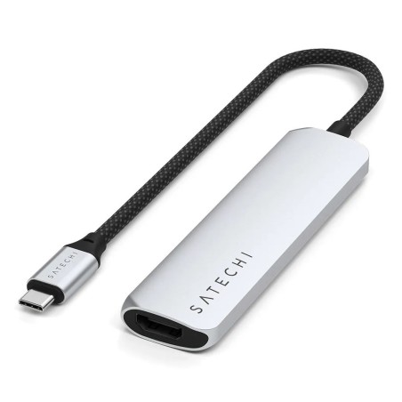 Satechi 4-W-1 Usb-C Slim Multiport Adapter 4K - Aluminiowy Adapter Do Urządzeń Mobilnych Usb-C (Usb-C, 4K Hdmi, 2X Usb-A) (Silve