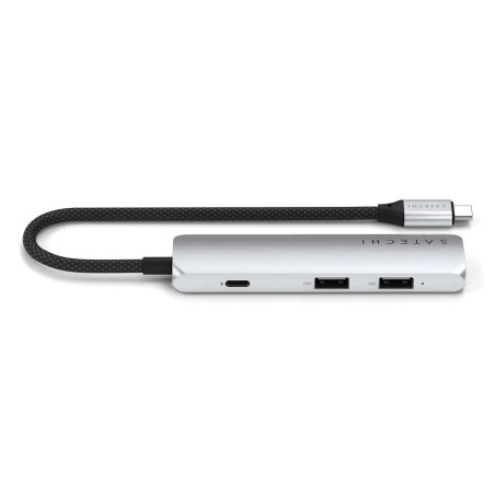 Satechi 4-W-1 Usb-C Slim Multiport Adapter 4K - Aluminiowy Adapter Do Urządzeń Mobilnych Usb-C (Usb-C, 4K Hdmi, 2X Usb-A) (Silve