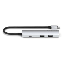 Satechi 4-W-1 Usb-C Slim Multiport Adapter 4K - Aluminiowy Adapter Do Urządzeń Mobilnych Usb-C (Usb-C, 4K Hdmi, 2X Usb-A) (Silve