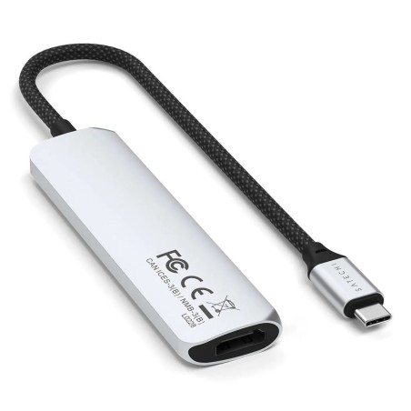 Satechi 4-W-1 Usb-C Slim Multiport Adapter 4K - Aluminiowy Adapter Do Urządzeń Mobilnych Usb-C (Usb-C, 4K Hdmi, 2X Usb-A) (Silve