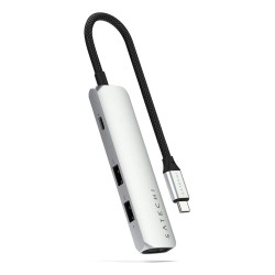 Satechi 4-W-1 Usb-C Slim Multiport Adapter 4K - Aluminiowy Adapter Do Urządzeń Mobilnych Usb-C (Usb-C, 4K Hdmi, 2X Usb-A) (Silve