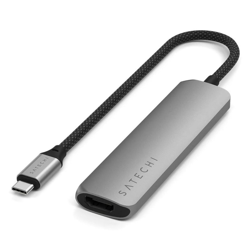 Aluminiowy Adapter Do Urządzeń Mobilnych Usb-C Satechi 4-In-1 Usb-C Slim Multiport Adapter 4K (Space Gray)