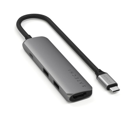 Aluminiowy Adapter Do Urządzeń Mobilnych Usb-C Satechi 4-In-1 Usb-C Slim Multiport Adapter 4K (Space Gray)