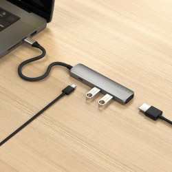 Aluminiowy Adapter Do Urządzeń Mobilnych Usb-C Satechi 4-In-1 Usb-C Slim Multiport Adapter 4K (Space Gray)