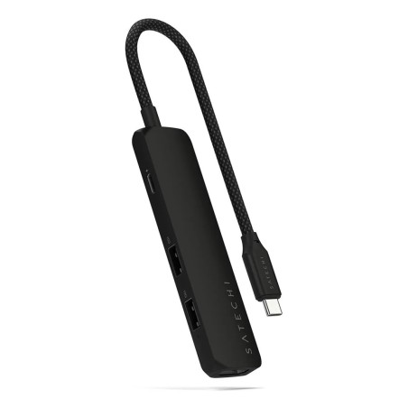 Satechi 4W1 Usb-C Slim Multiport Adapter 4K - Aluminiowy Adapter Do Urządzeń Mobilnych Usb-C (Usb-C, 4K Hdmi, 2X Usb-A) (Black)