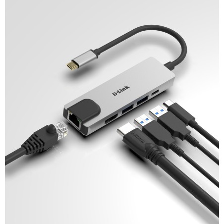 Adapter D-Link Dub-M520 - Przewodowy - Thunderbolt 3 - 60 W - 10,100,1000 Mbit/S - Ieee 802.3 - Ieee 802.3Ab - Ieee 802.3Az - Ie