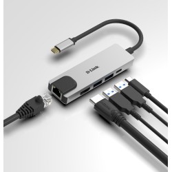 Adapter D-Link Dub-M520 - Przewodowy - Thunderbolt 3 - 60 W - 10,100,1000 Mbit/S - Ieee 802.3 - Ieee 802.3Ab - Ieee 802.3Az - Ie