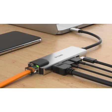 Adapter D-Link Dub-M520 - Przewodowy - Thunderbolt 3 - 60 W - 10,100,1000 Mbit/S - Ieee 802.3 - Ieee 802.3Ab - Ieee 802.3Az - Ie