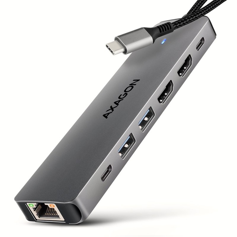 Hub Usb Axagon Hmc-7Hx2 Usb 3.2 Gen 1 (3.1 Gen 1) Type-C Szary