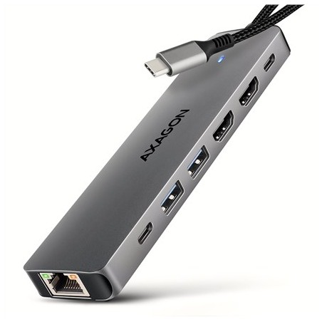 Hub Usb Axagon Hmc-7Hx2 Usb 3.2 Gen 1 (3.1 Gen 1) Type-C Szary