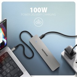 Hub Usb Axagon Hmc-7Hx2 Usb 3.2 Gen 1 (3.1 Gen 1) Type-C Szary