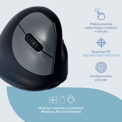 Ergonomiczna Mysz R-Go Maus He Ergonomisch Rechts Bluetooth Mittel Schwarz/Sil Retail